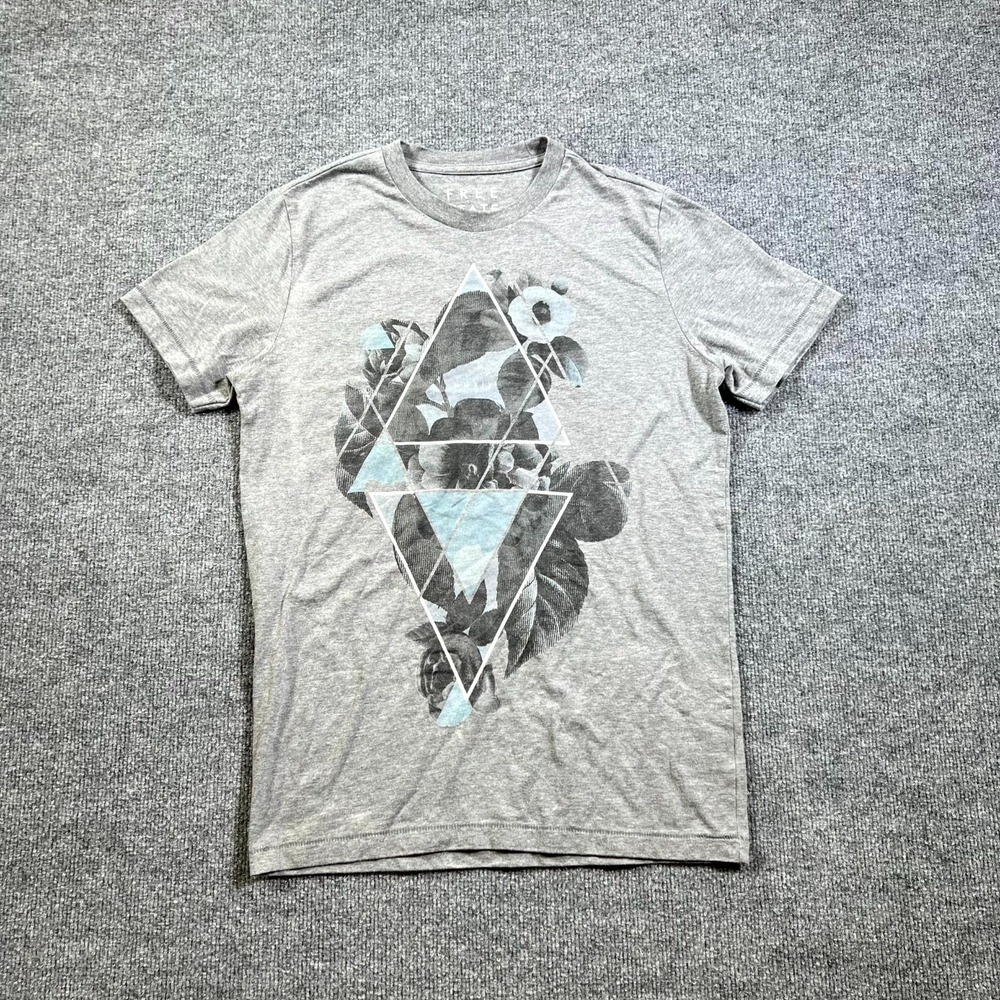 Free State T-Shirt Women Small Gray Geometric Floral Graphic Short Sleeve Casual